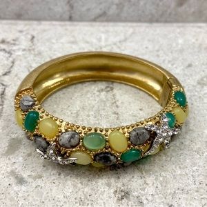 CABI "Tide Pool" Gold-tone Hinged Cuff Bracelet with Rhinestone Sea Stars
